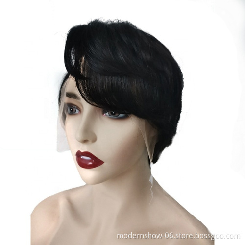 Full Cuticles Aligned Short Pixie Cut 100% Virgin Hair Lace Wig Bob Hair Wig Front Lace Wig  for black women